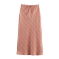 Gonna lunga estiva a vita alta con righe diagonali in rosa e verde stile casual - XS / Multicolore