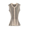 Gilet in maglia senza maniche da donna con strisce verticali e bottoni frontali - S / Tops