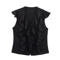 Completo estivo da donna con top nero senza maniche con volant e scollo a V con lacci - S / Top Peplum Senza Maniche
