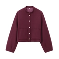 Giacca in lana bordeaux da donna con bottoni dorati e grandi tasche frontali applicate - XS / Borgogna