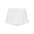 Detalle de pantalones cortos blancos de cintura alta con tejido liso y bolsillos laterales - XS / Pantalones Cortos Blancos