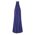 Elegantes königsblaues Neckholder-Maxikleid aus Satin mit schmaler Passform und Wasserfall-Ausschnitt - XS / Dunkelblau