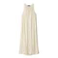 Elegantes cremefarbenes ärmelloses Plissee-Kleid mit Neckholder und vertikaler Struktur - XS / Gebrochenes Weiß