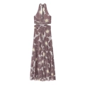 Maxikleid mit Blumenprint, Halterneck und Taillenausschnitten für den Sommerurlaub am Strand - S / Lila Druck
