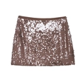 Minigonna di paillettes marroni con finitura metallica scintillante ed elastico in vita - XS / Marrone scuro