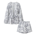 Conjunto de verano para mujer con top de flores de manga larga y pantalones cortos - S / Conjunto Estampado Floral