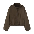 Damen-Freizeitjacke in Kaffeebraun mit Stehkragen, Reißverschluss und verstellbarem Kordelzug - XS / Dunkelkaffeebraunes Oberteil