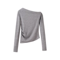 Elegante top in maglia grigio monospalla asimmetrico con dettagli di arricciatura - S / Grigio