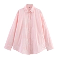 Dettaglio della camicia in cotone rosa con ricami floreali 3D bianchi di alta qualità - XS / Rosa