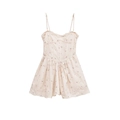 Robe d'été corset beige à fleurs avec bordures en dentelle et broderie violette - XS / Beige Rose Petit Floral