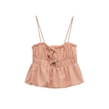 Abrikooskleurige zomer-camisole met vetersluiting, ruches en kralenaccenten - XS / Perzikroze