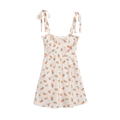 Robe d'été à imprimé orange avec bretelles à nouer sur fond blanc éclatant - XS / Comme indiqué