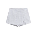 Gonna-pantalone a righe bianche e blu da donna con tre bottoni decorativi sul lato - XS / Shorts