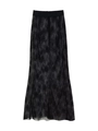 Detailansicht des eleganten schwarzen Maxirocks aus floraler Spitze mit hoher Taille - S / Schwarz