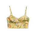 Floral yellow crop top with spaghetti straps and tropical print summer style - XS / Yellow Print (Cami Top)