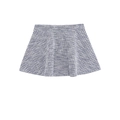 Blauw-witte tweed A-lijn minirok met getextureerde gebreide stof en geplooide zoom - XS / Blauw En Wit Gemengde Rok