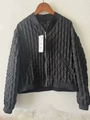 Bombardier en organza noir pour femme avec texture 3D diamant et col montant côtelé - XS / Noir