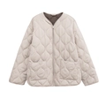 Veste matelassée beige clair ample avec coutures en oignon et fermeture éclair - XS / Beige Clair