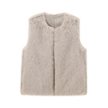 Detailaufnahme des flauschigen Kunstpelz-Materials und des glatten Innenfutters der Weste - XS / Beige