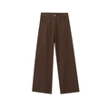 Detalle de pantalones cargo marrón oscuro de cintura alta con costuras en los bolsillos - XS / Marrón Oscuro