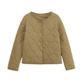 Damen Steppjacke in Khaki mit Rautenmuster und Rundhals für Herbst und Winter - XS / Khaki