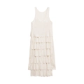 Chic cream-colored backless tiered ruffle dress with elegant sleeveless design - XS / Beige
