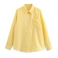 Relaxed fit long sleeve shirt with classic yellow and white vertical stripes and front pocket - S / Light Yellow