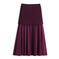 Macro view of tiered pleated deep purple maxi skirt with fine textured fabric details - S / Skirts / Burgundy