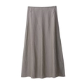 Falda larga de lino color topo con corte en A y textura natural para un estilo minimalista - XS / Falda Midi de Línea A (Falda)