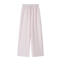 Light pink high-waisted wide-leg striped trousers with drawstring elastic waistband - L / Light Pink Pants