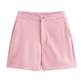 Dames zomer short in roze met hoge taille, knoopsluiting en handige zijzakken in de stof - S / Roze Shorts