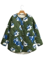 Veste matelassée réversible à fleurs pour femme en vert foncé avec doublure polaire - S / Floral Vert Foncé