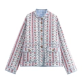 Detalle de chaqueta acolchada floral con bolsillos delanteros y cierre de botones - S / Estampado Floral Étnico