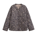 Chaqueta acolchada de leopardo para mujer con cremallera y diseño de diamantes - XS / Estampado de Leopardo
