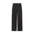 Detail of black high-waisted wide-leg trousers featuring sharp vertical pressed creases - XS / Bottoms / Black