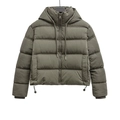 Détail de la veste à capuche vert armée montrant le cordon et la fermeture éclair - XS / Vert Militaire
