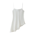 Dettaglio del tessuto in raso bianco liscio e dell'orlo con volant asimmetrico - XS / Bianco