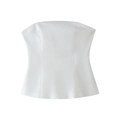 Detailed view of white Y2K strapless tube top with symmetrical front vertical seams - XS / White
