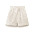 Pantalones cortos blancos de algodón de cintura alta con bordado floral y lazo - XS / Shorts