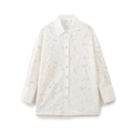 Detalle de camisa blanca de manga larga con bordado floral calado y puños con botones clásicos - XS / Blanco