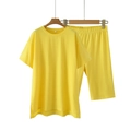 Y2K street style yellow short sleeve T-shirt and slim fit shorts two-piece lounge set - Yellow