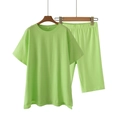 Bright green Y2K two-piece lounge set with short sleeve T-shirt and elastic shorts - Fluorescent Green