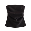 Detalle del top de tubo negro Y2K con textura de tejido elástico de diseño plisado - XS / Negro