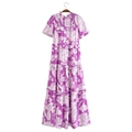 Purple tiered floral maxi dress with smocked chest and delicate ruffle sleeves - Purple Floral