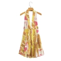 Y2K halter mini-jurk met kleurrijke tie-dye print in gele, roze en bruine tinten - XS / Geel Roze Bruin Tie-dye