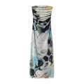 Detailed view of ruched chest and blue marble floral print on strapless tube dress - Abstract Black