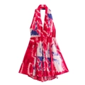 Mini abito estivo Y2K allacciato al collo con stampa tie-dye rossa, bianca e blu - Tie-dye Rosso Bianco Blu