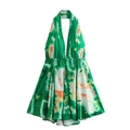 Mini abito all'americana Y2K schiena scoperta con stampa tie-dye verde e scollo a V - Tie-dye Verde