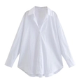 Oversized weißes Popeline-Hemd für Damen mit langen Ärmeln und klassischem Knopfkragen - XS / Weiß