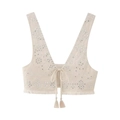 Bestickte cremefarbene Weste im Boho-Stil mit Quasten und Pailletten für Damen - S / Gebrochenes Weiß